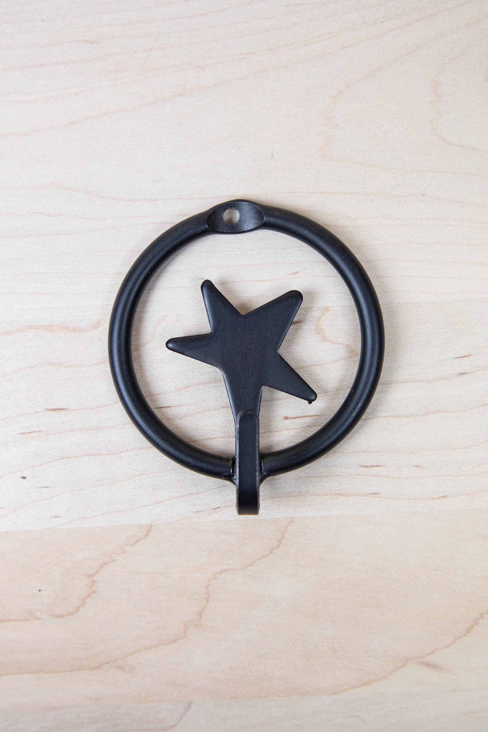 Amish Handcrafted Black Wrought Iron Star Wall Hook With Screw – Durable, USA-Made