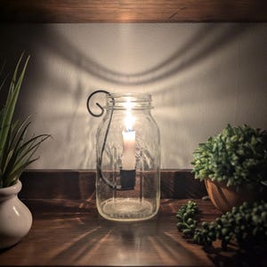 Mason Jar Insert Taper Candle Holder, Farmhouse Rustic Decor, Taper Candle, Wedding Table Centerpiece, Handcrafted by Amish.