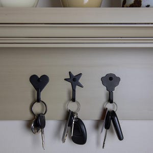 Heart, Star, Key wall hook - Wrought iron - amish made - towel/hat hook