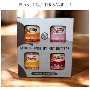 Surtido de mantequilla de cacahuete gourmet – Cesta de regalo de mantequilla de frutos secos