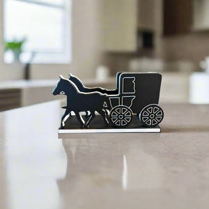 Amish Made Poly Holz Serviettenhalter für Pferd & Buggy - Handgefertigte Tischdekoration, langlebiges Küchenzubehör für Pferdeliebhaber - Landhausstil
