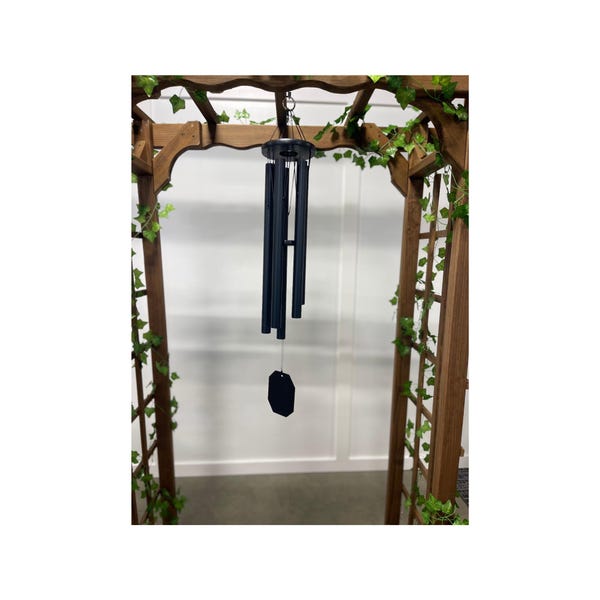 Campanas de viento grandes hechas a mano por los Amish / Tubos de aluminio negro / Decoración para exteriores