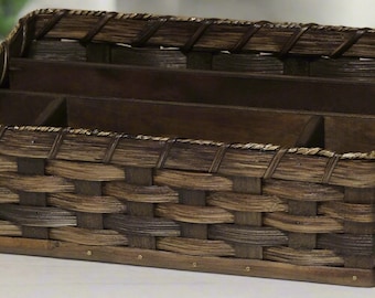 Amish Handmade Woven Organizer Basket, Customizable Mail Storage