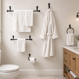 Wrought Iron Bathroom Hardware Set – Amish Made Rustic Farmhouse Decor