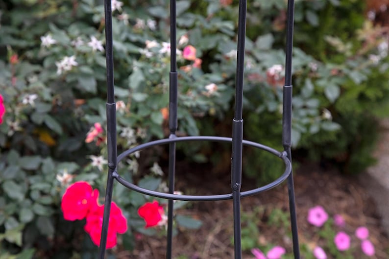 Round Obelisk Garden Trellis - Black Wrought Iron - Small & large - Amish made image 18