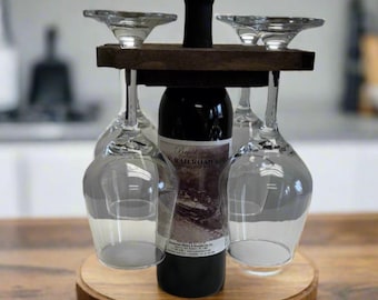 Wooden Tabletop Wine Glass Holder- Amish Made