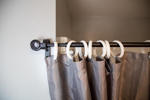 Amish Made Wrought Iron Curtain Rod | Telescoping Rod - 3 Sizes | Rustic Home Decor & Window Treatments | Farmhouse Style Shower Curtain.