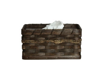 Woven Rectangular Tissue Box Basket, Amish Handmade Woven Basket, Customizable