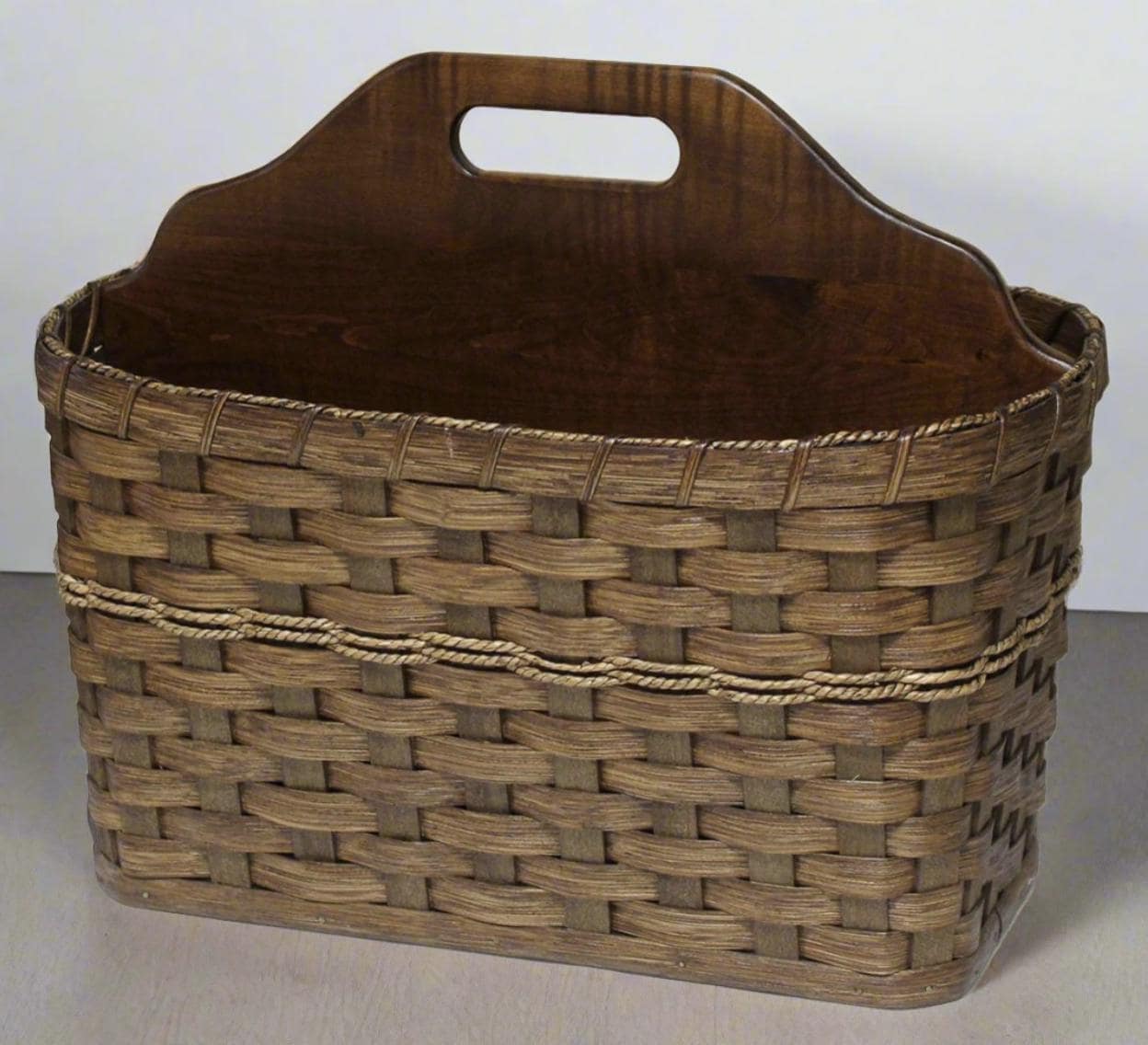 Amish Handmade Woven Magazine Rack Basket, Customizable Color