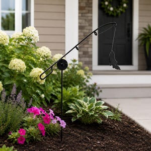 Wrought Iron Fishing Pole- Garden Decor- Amish Made