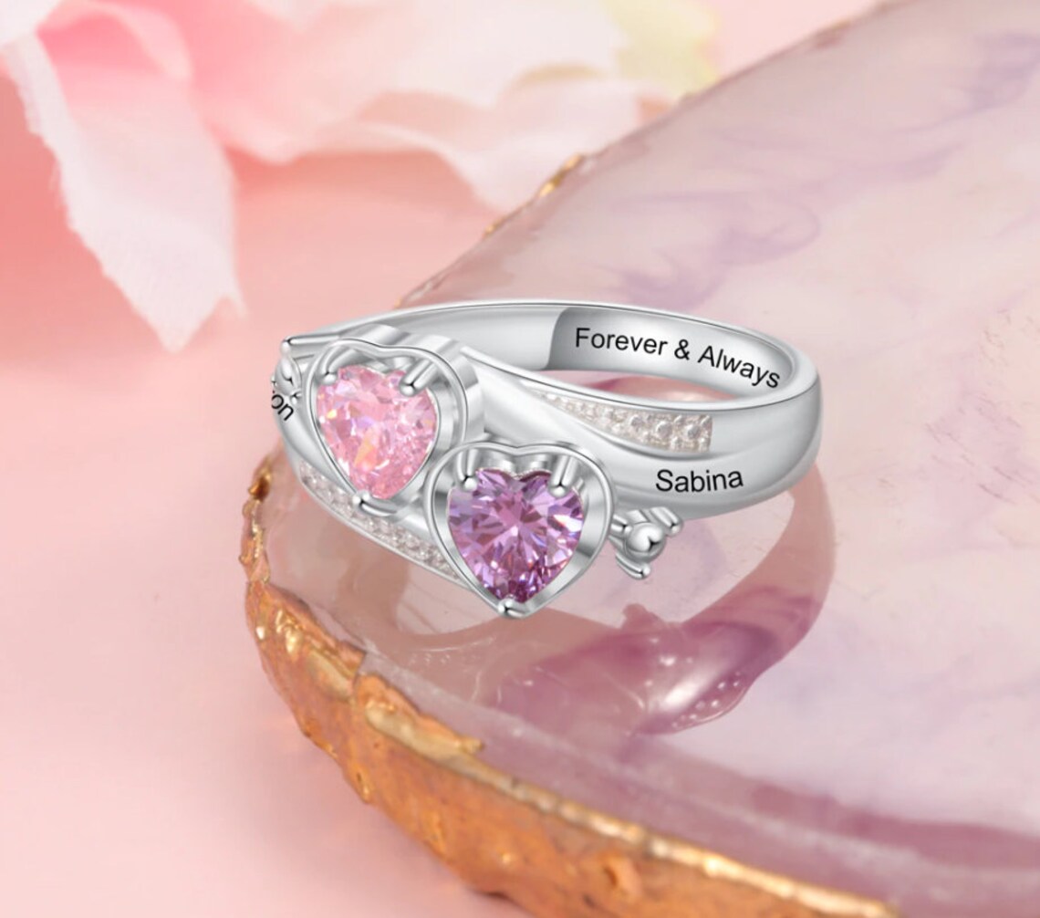 Personalized Name Engraved Promise Rings for Women Silver Etsy