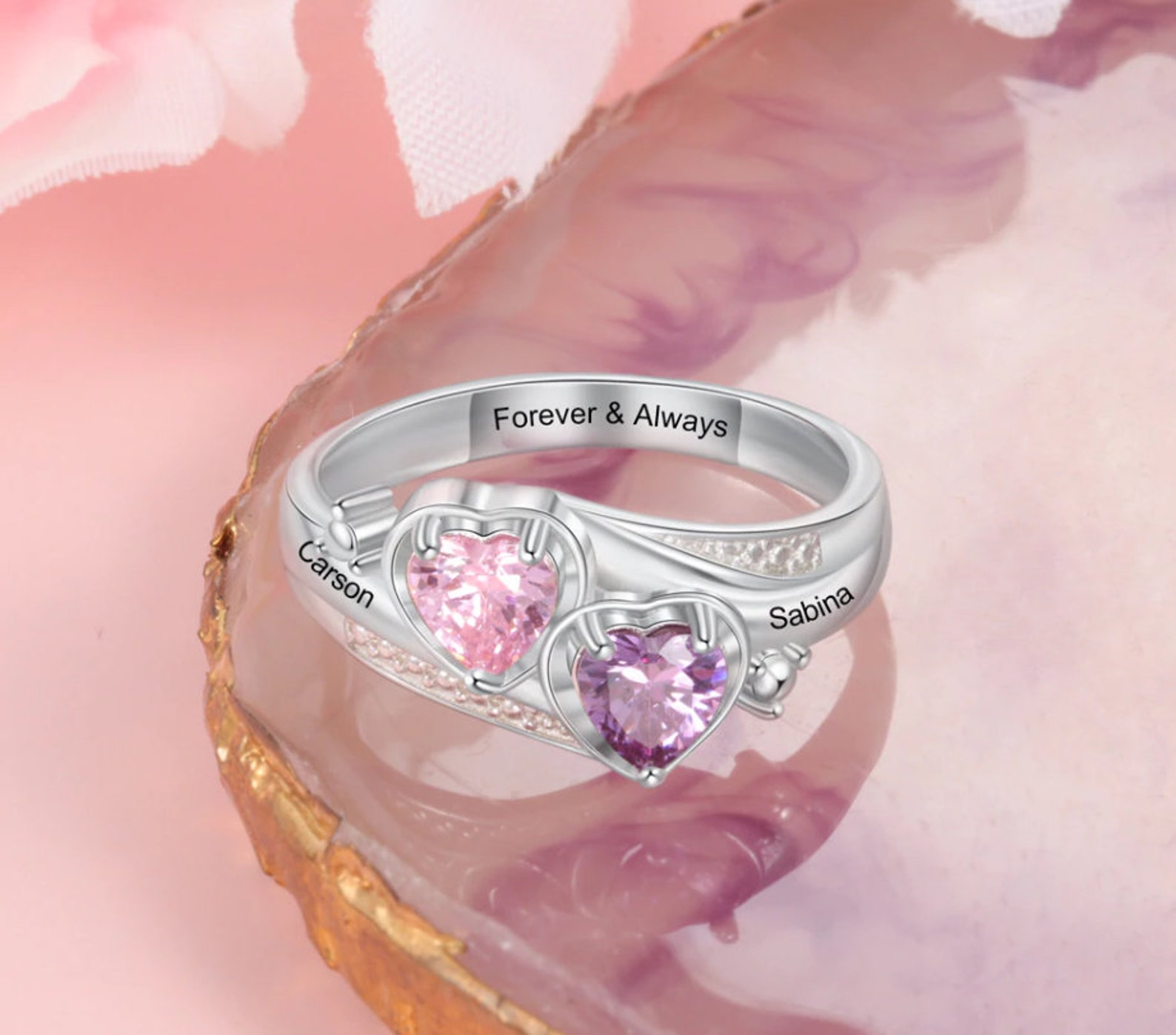 Personalized Name Engraved Promise Rings for Women Silver Etsy