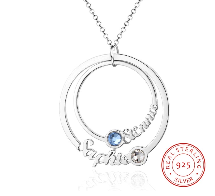 925 Sterling Silver Personalized Name Necklace with 2 | Etsy