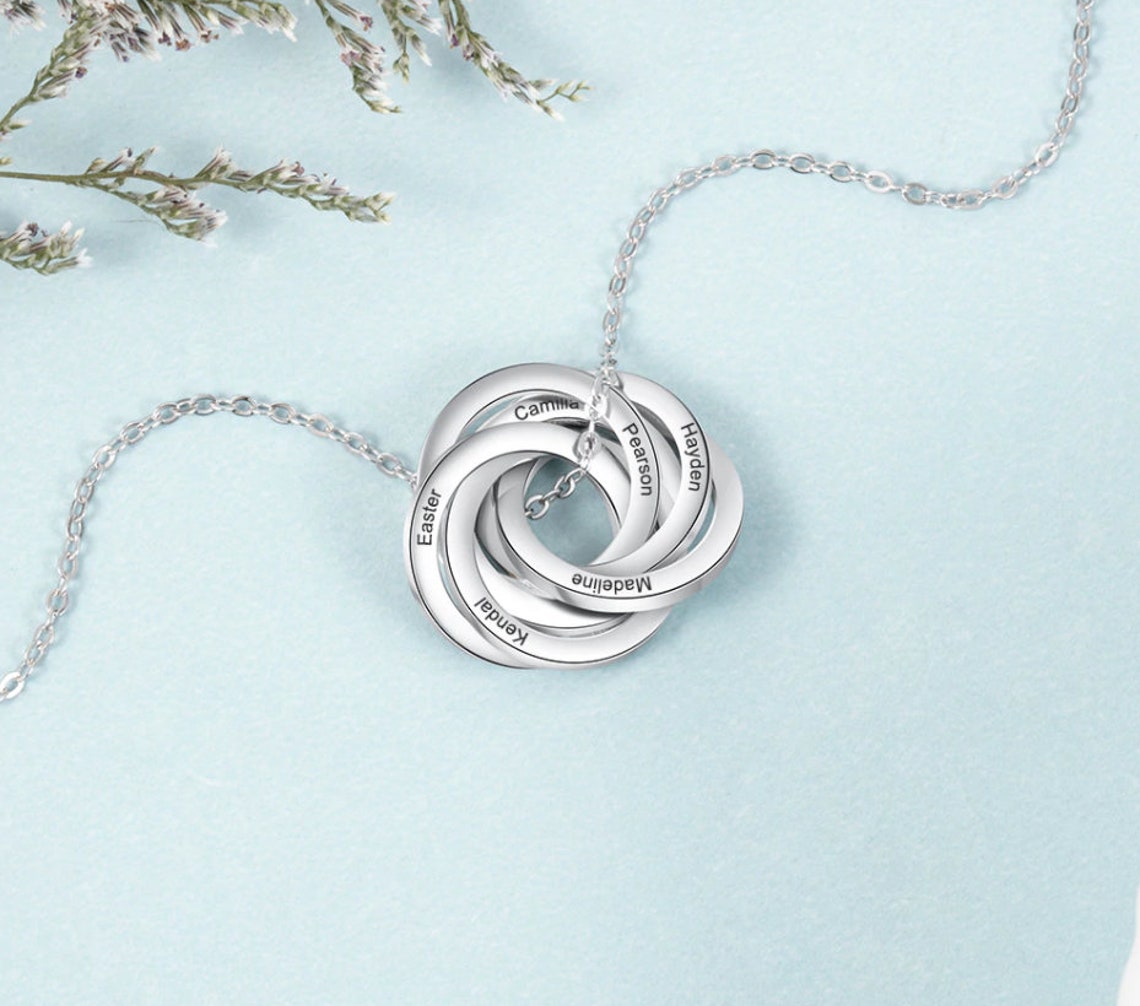 Personalized 6 Names Engraved Necklace Customized Jewelry Gift Etsy UK