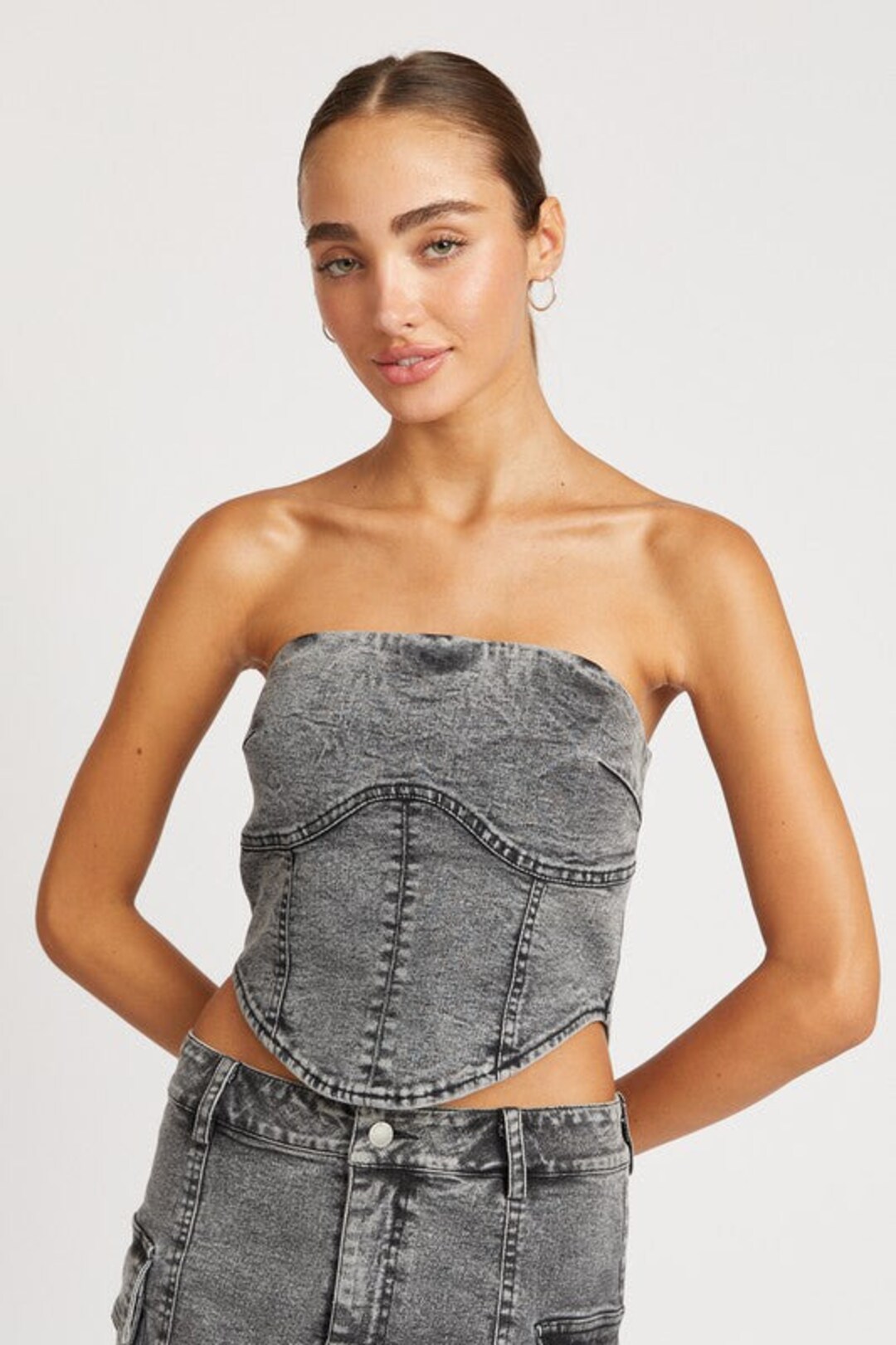 Denim Corset Tube Top Etsy