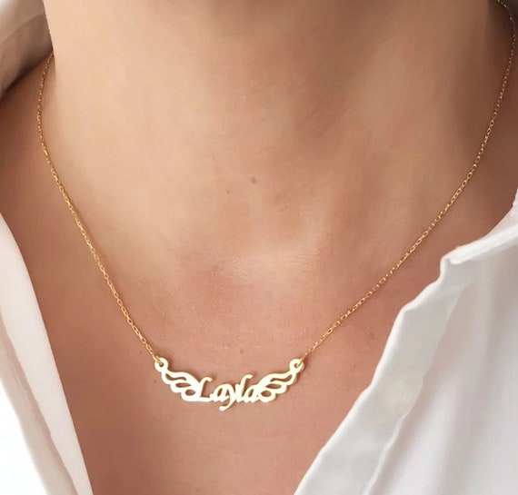 Cute Angel Wings Necklace Custom Name 