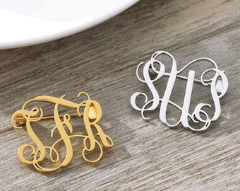 Custom Name Pin Monogram initial brooches Initial Letter Lapel Pins alfileres con nombre personalizado Stainless Steel Brooch