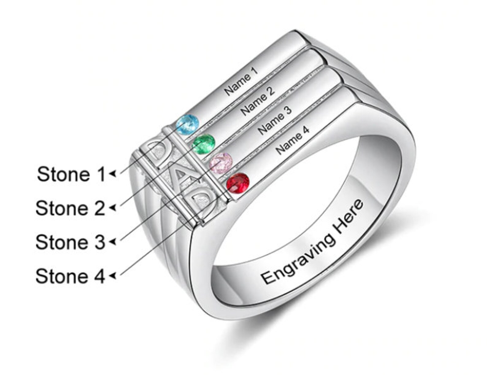 Personalized Silver Color Engraved Name Rings for Men - Etsy