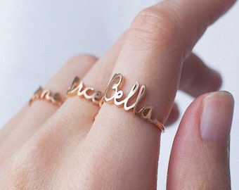 Custom Name Ring Band Custom Letters Initials Ring Gold Stainless Steel for Women Personalized Ring
