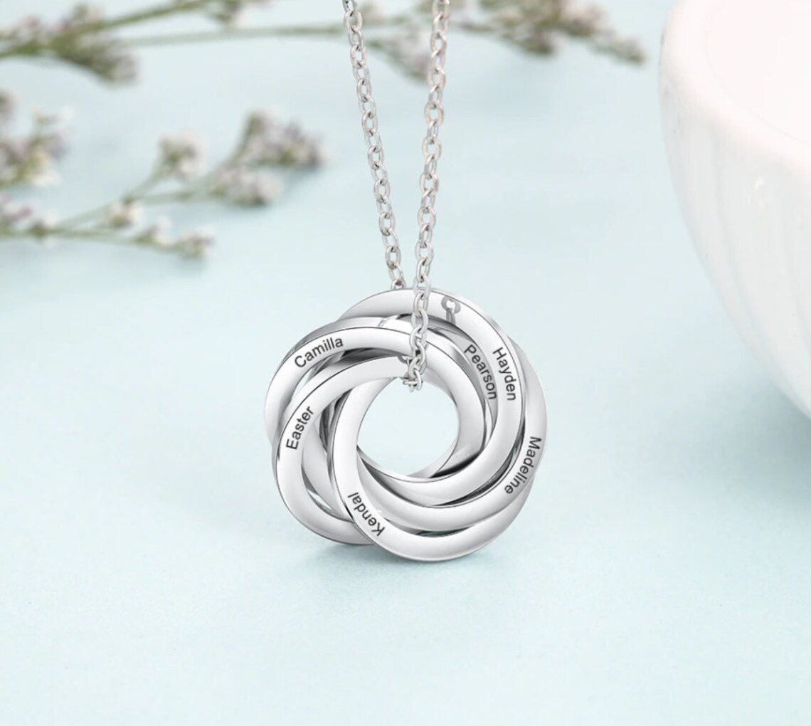 Personalized 6 Names Engraved Necklace Customized Jewelry Gift Etsy UK