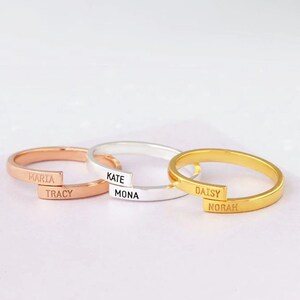 Personalized Double Name Ring Band - Adjustable Couple Wedding Or Engagement Ring For Women