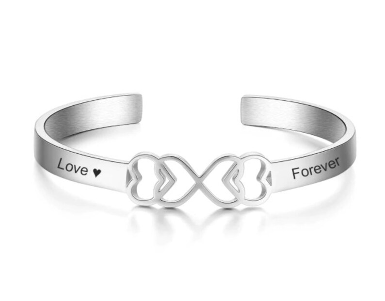 Customized Cuff Bracelets & Bangles With Heart Stainless Steel Etsy