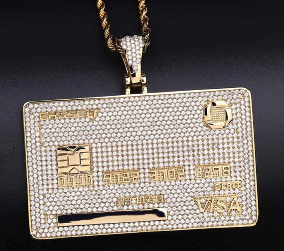 Custom Name Iced Out Credit VISA Card Pendant Necklace AAA Cubic Zirconia Hip Hop Jewelry With Tennis Chain for Gift Etsy UK