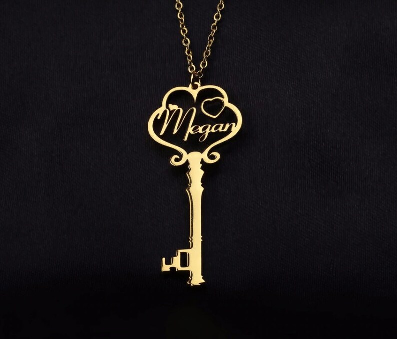 Custom Name Key Necklaces & Pendants Statement Gold Necklace Etsy