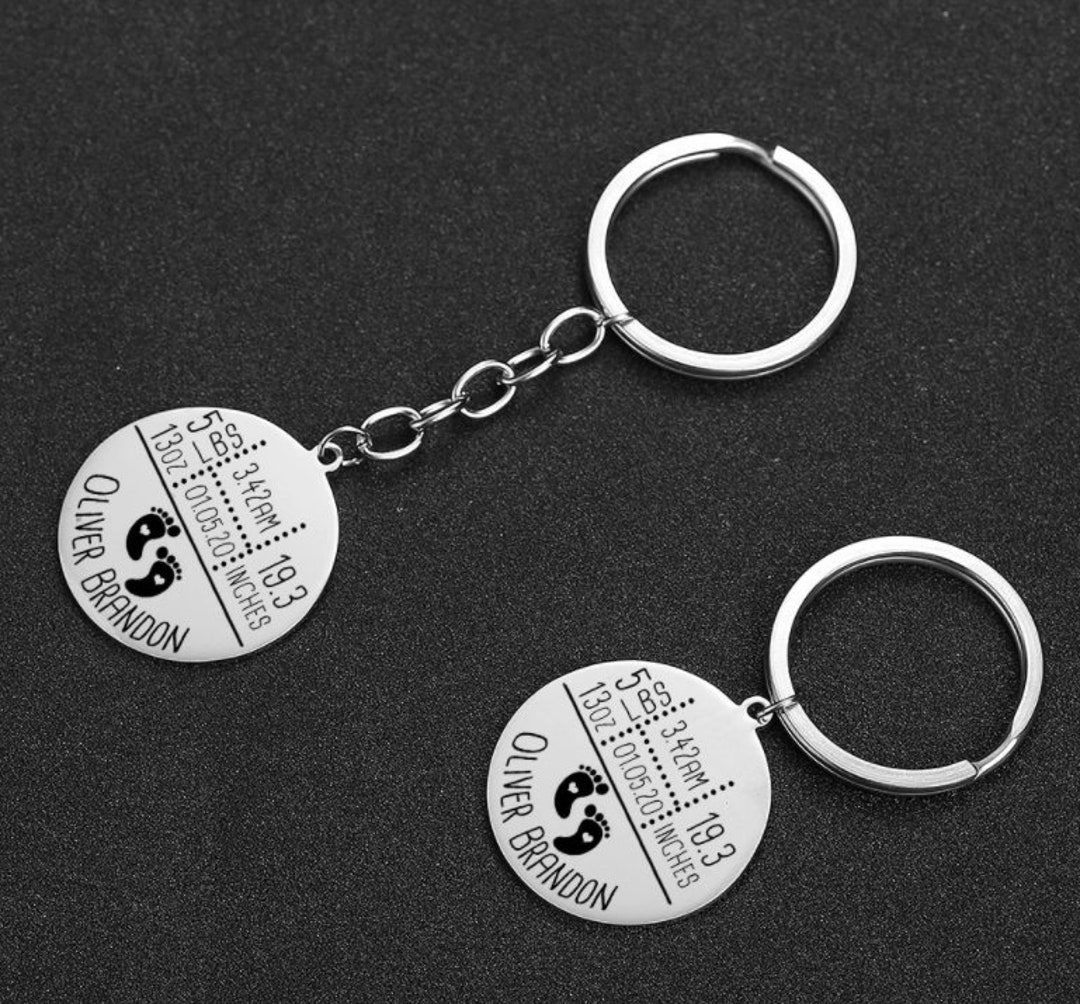 Personalized Baby Keychain Name Date of Birth Weight Height Etsy