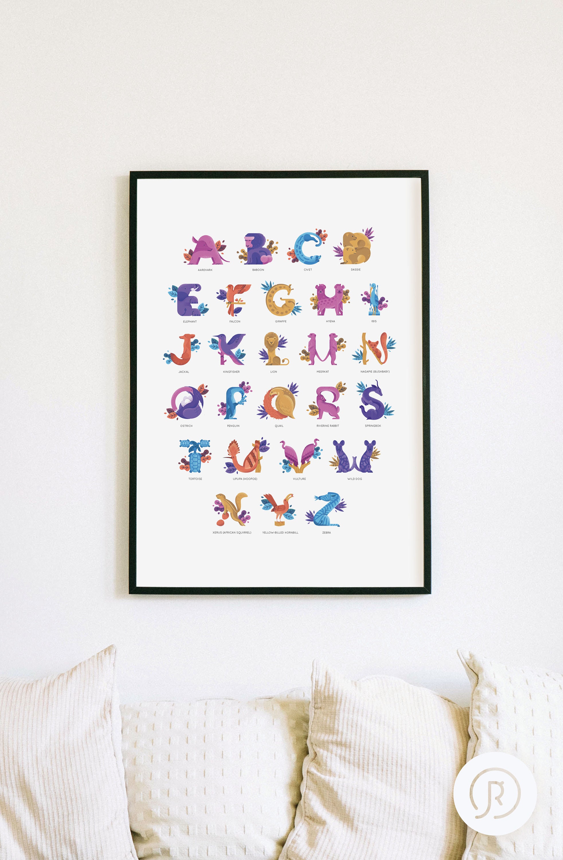 African Animal Alphabet Letter Art PDF Print Download | Etsy