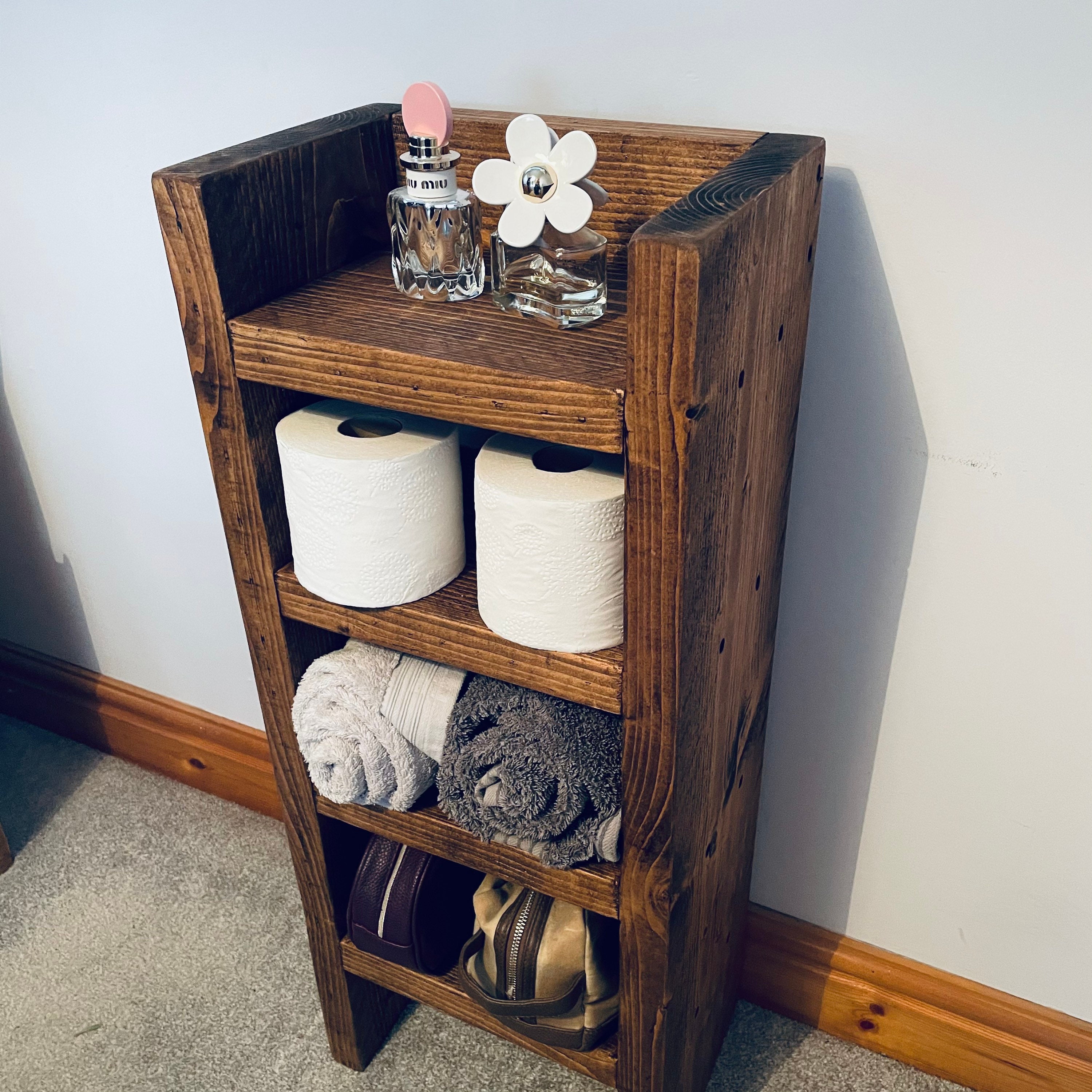 Bathroom Shelving Unit Rustic Bathroom Wooden Shelving Tower Etsy