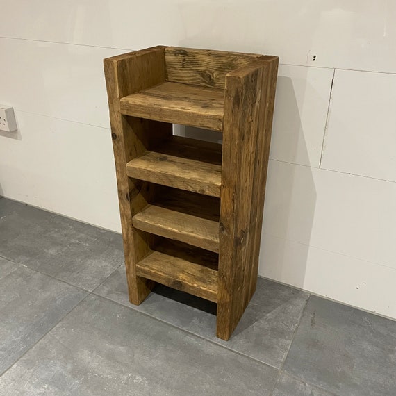 How to build unique reclaimed wood closet shelves in a bathroom