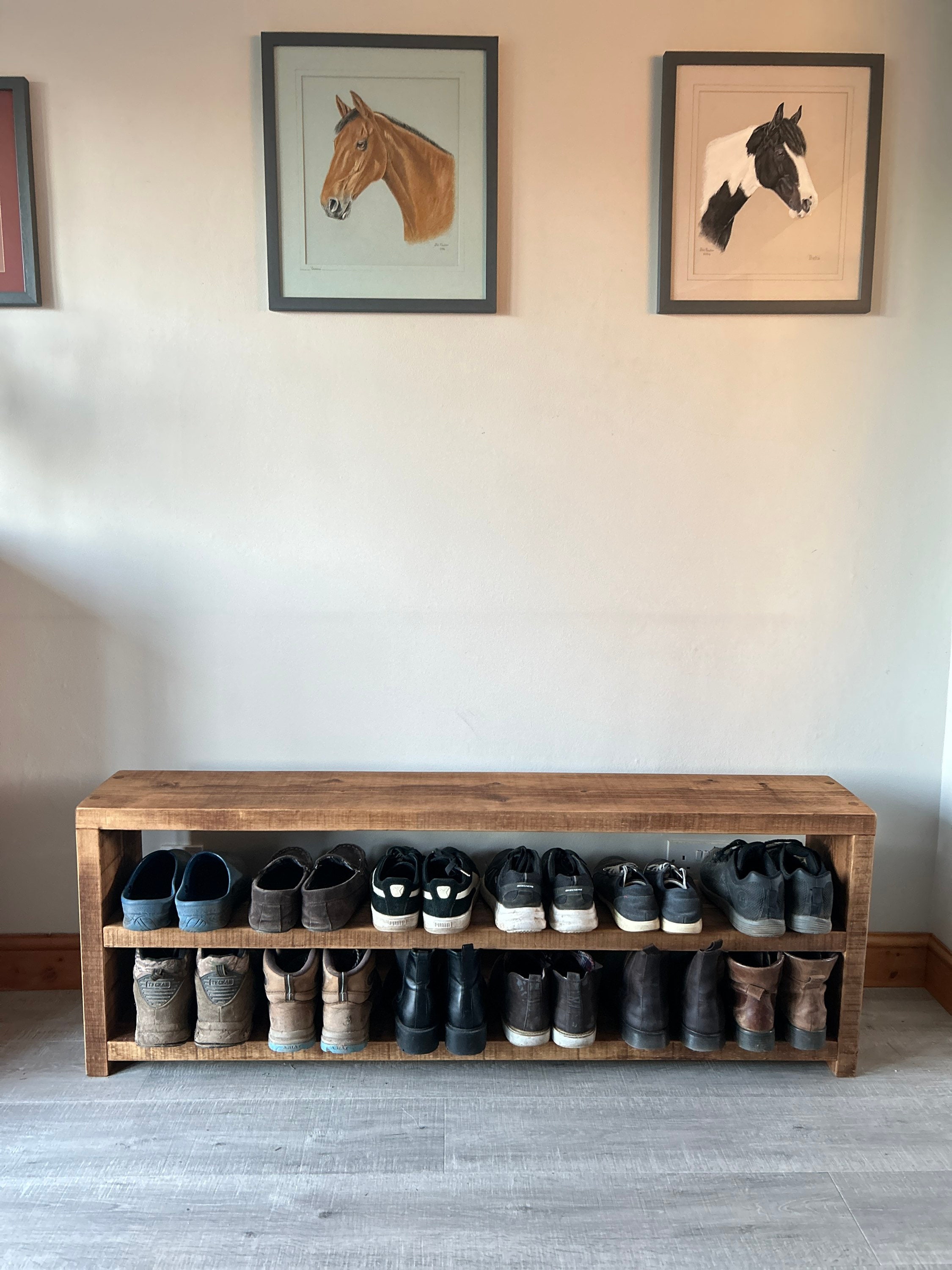 Sneaky shoe rack with big boots. : r/woodworking