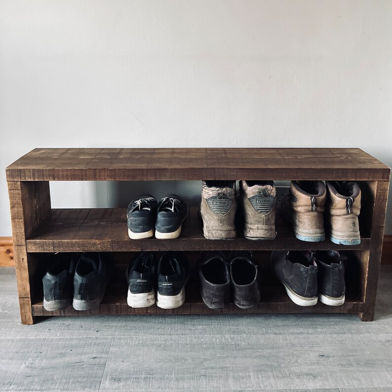 Rustic Shoe Rack Large Wooden Shoe Rack Chunky Shoe Etsy