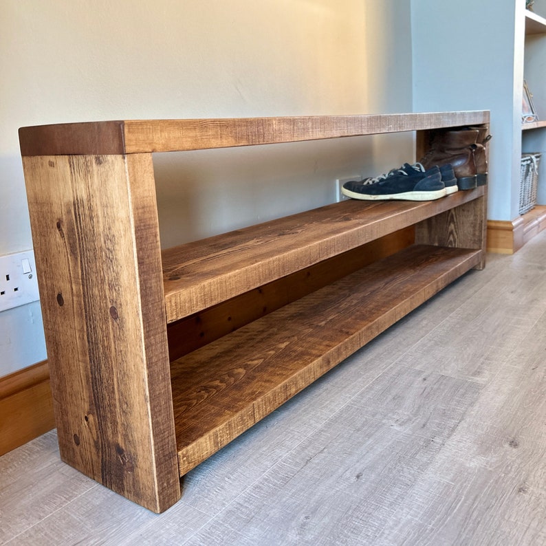 Rustic Shoe Rack Large Wooden Shoe Rack Chunky Shoe Etsy