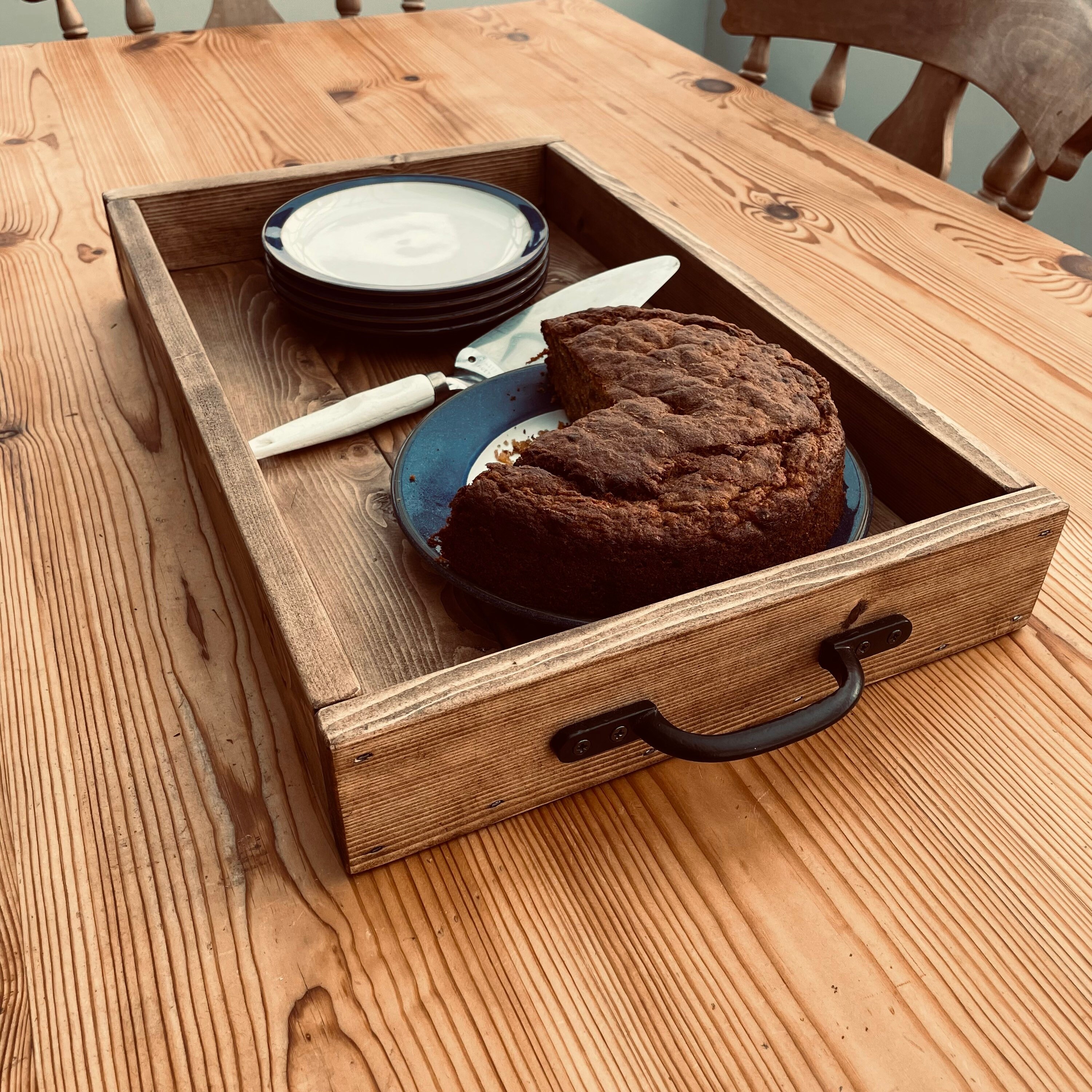 Large Rustic Wooden Tray Garden Tray Rustic Serving Tray Etsy