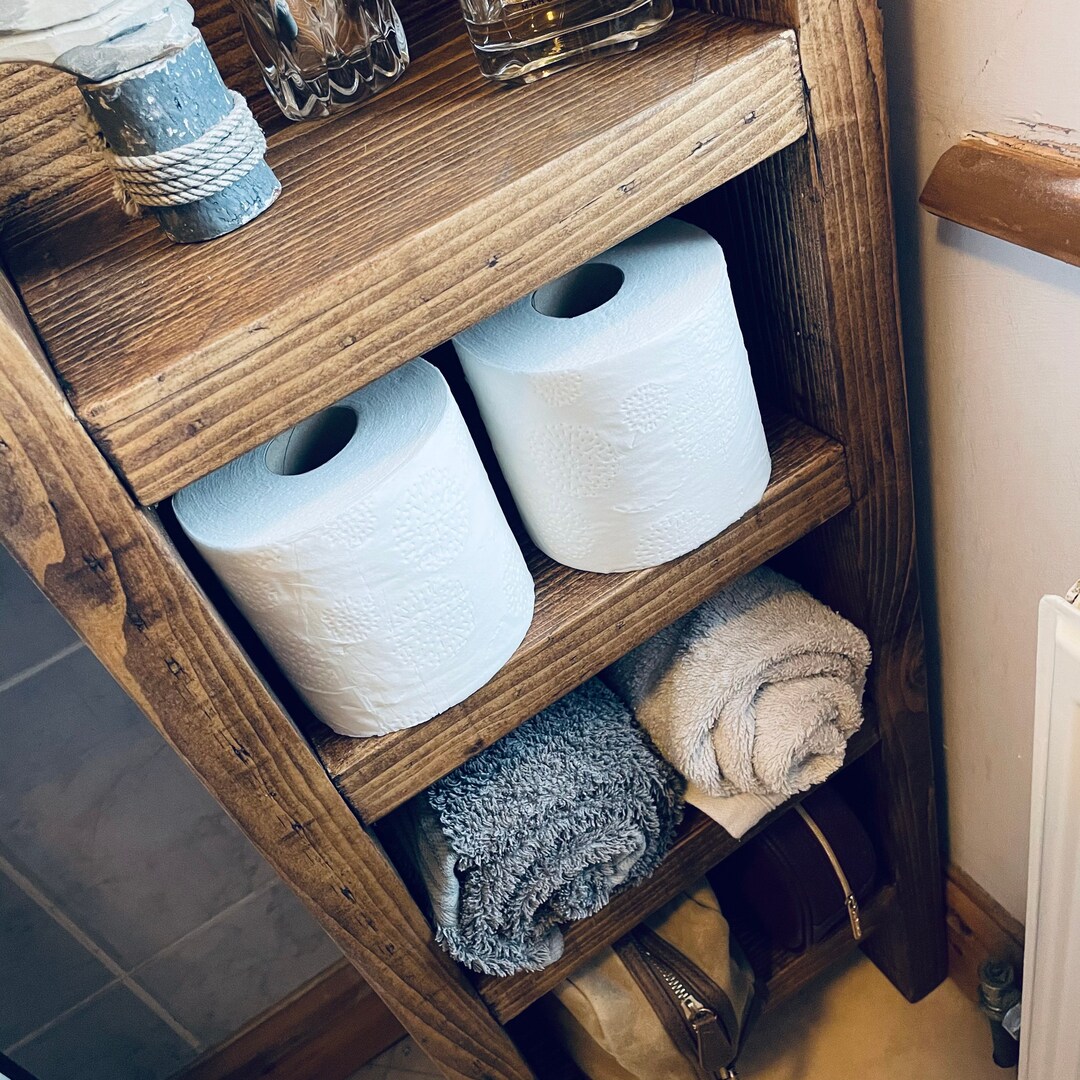 Chunky Bathroom Shelving Unit Rustic Bathroom Wooden Shelving Tower
