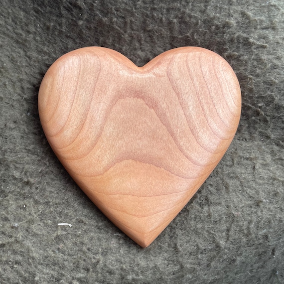 Red wooden Heart art wood carving wall unique Wedding gift present