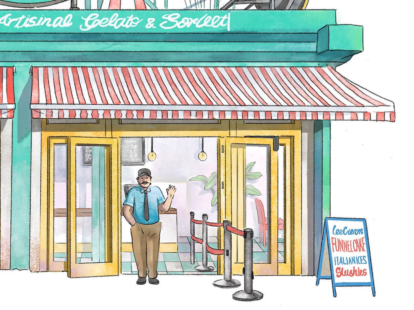 Coney Island NY Art Print City Drawing Etsy