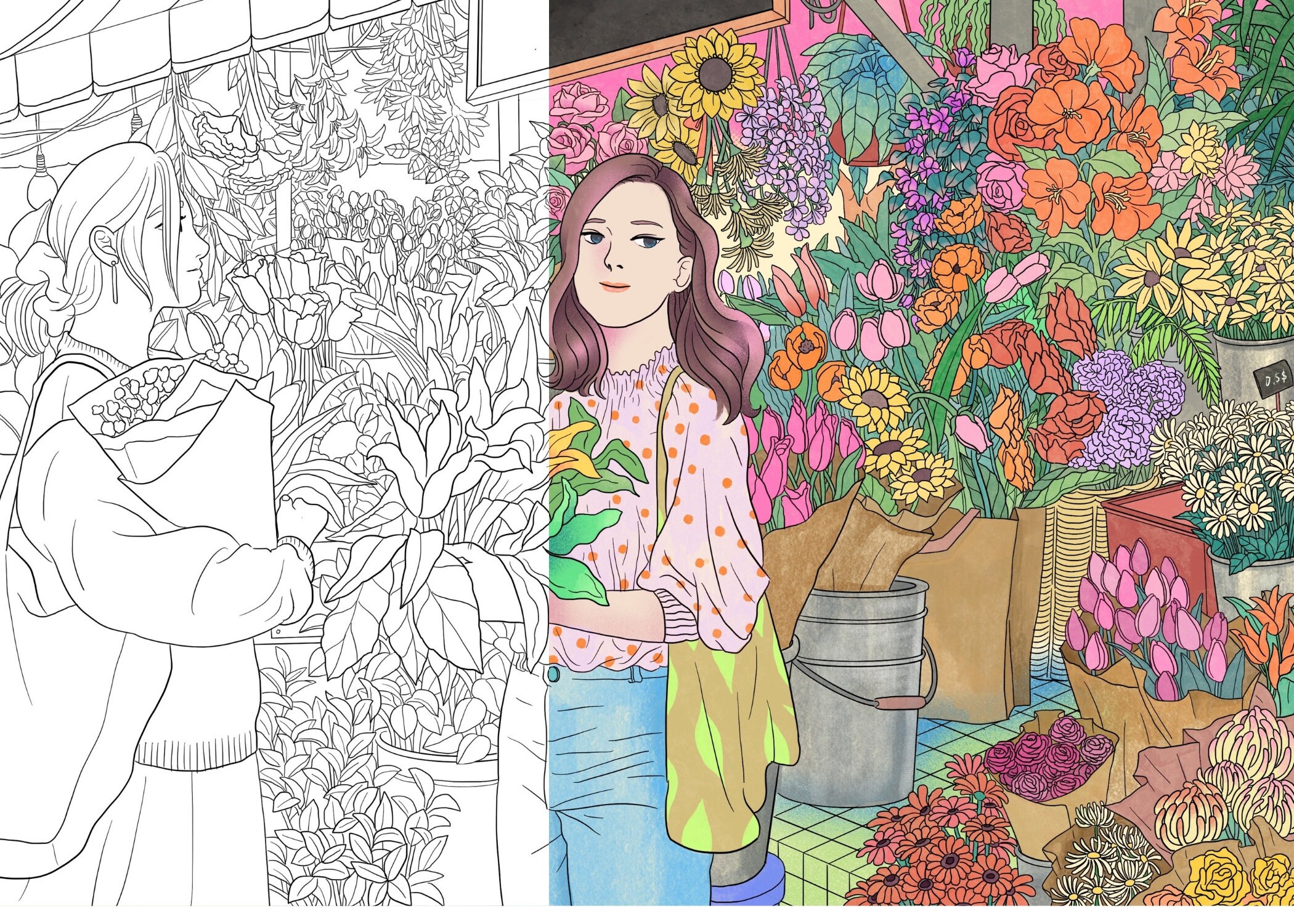 The flower shop Printable coloring pages coloring page for Etsy.de