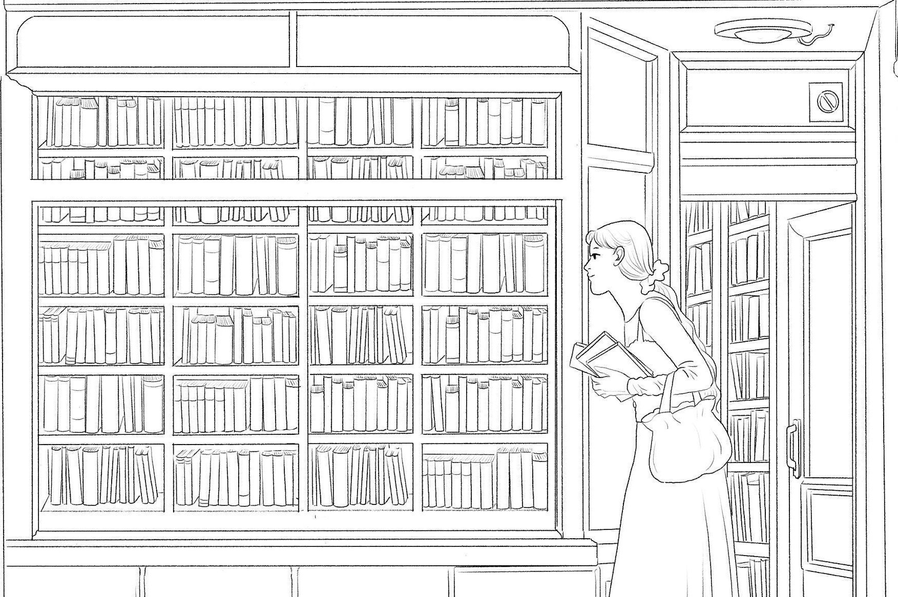 A Small Bookstore on the Streetprintable Coloring Pages Etsy