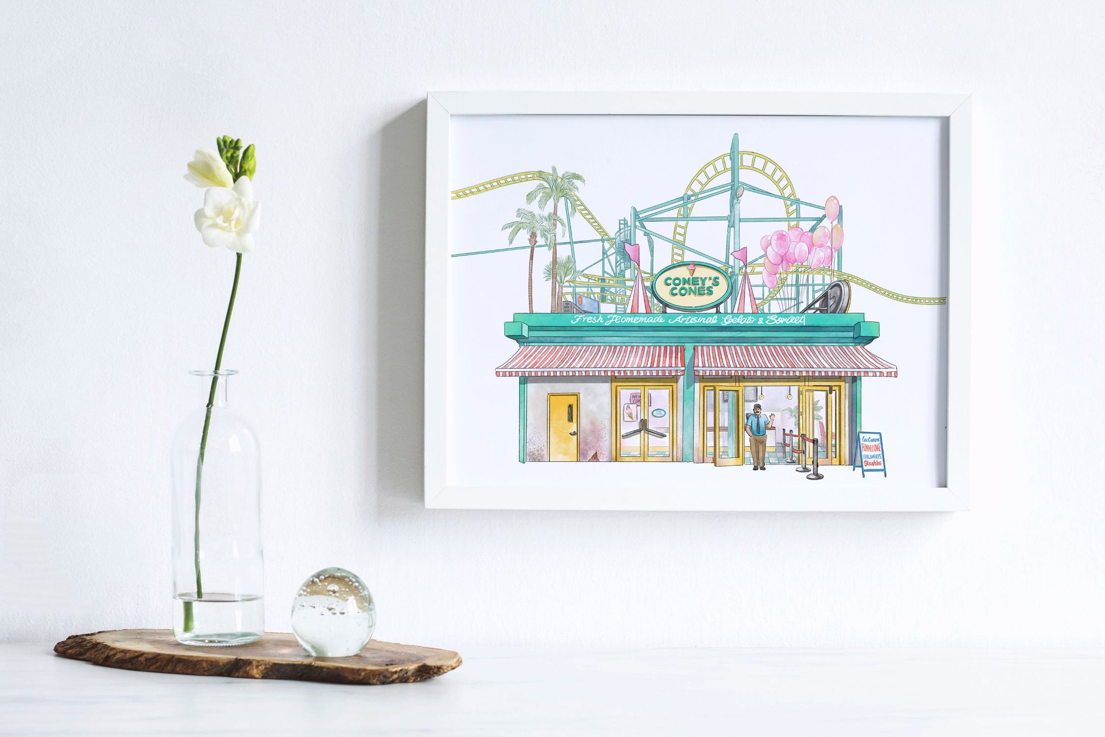 Coney Island NY Art Print City Drawing Etsy