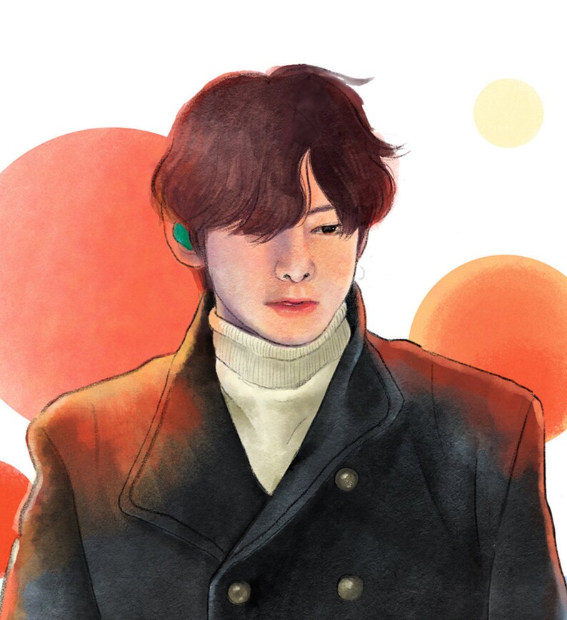 BTS printable portrait V BTS photo print watercolor | Etsy