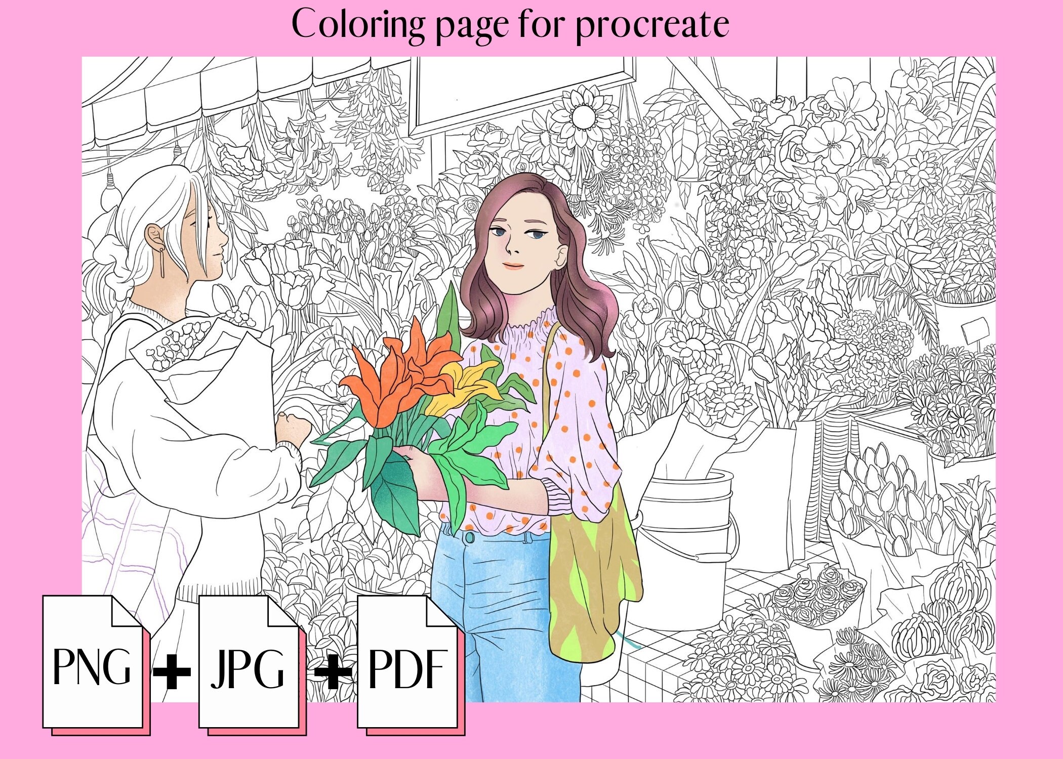 The flower shop Printable coloring pages coloring page for Etsy.de