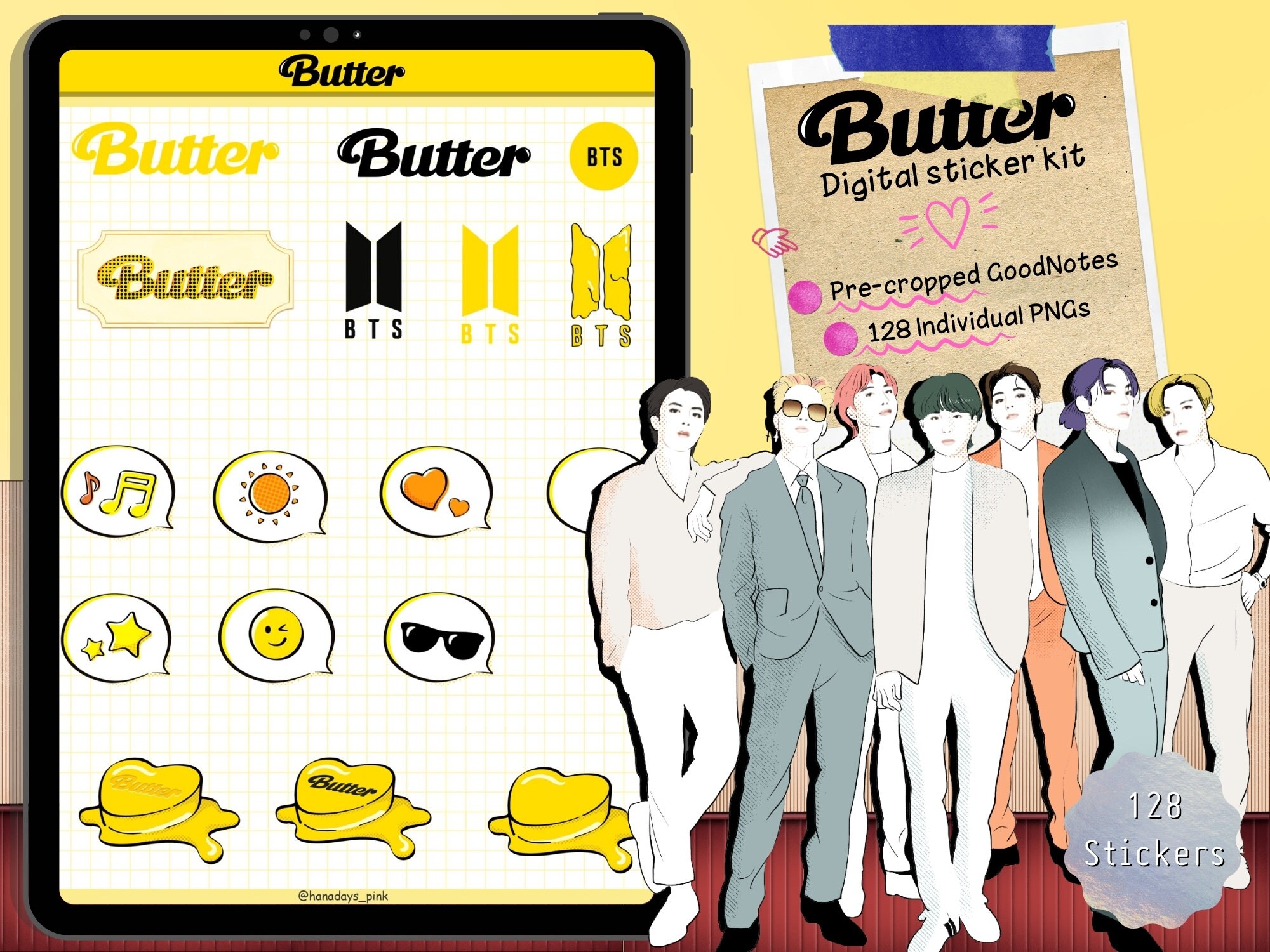 bts butter inspired stickers for goodnotes bts digital etsy