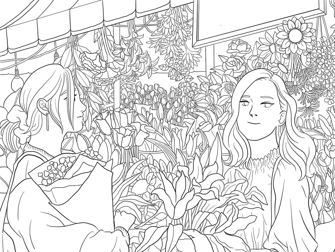 The Flower Shop Printable Coloring Pages Coloring Page for Etsy UK