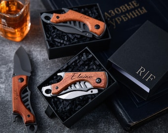 Personalised Engraved Pocket Knife, Custom Best Man Gift for Him, Unique Personalized Gifts for Men, Ideal for Birthdays and Father's Day