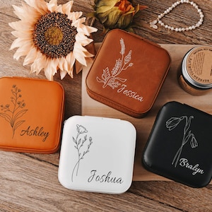Joyero floral personalizado de lujo, pequeño y portátil, elegante regalo para dama de honor, caja de joyería para fiesta de bodas de dama de honor, fácil de organizar, regalo