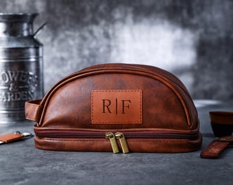 Personalisierte beste Männer Geschenke Leder Kulturtasche, Herren Leder Reise-Kulturtasche, Jubiläum Männer Geschenke, Groomsmen Geschenke Leder Waschtasche