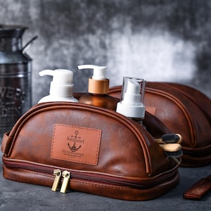 Meilleure trousse de toilette en cuir personnalisée pour hommes, trousse de toilette de voyage en cuir pour hommes, cadeaux d'anniversaire pour hommes, trousse de toilette en cuir pour garçons d'honneur